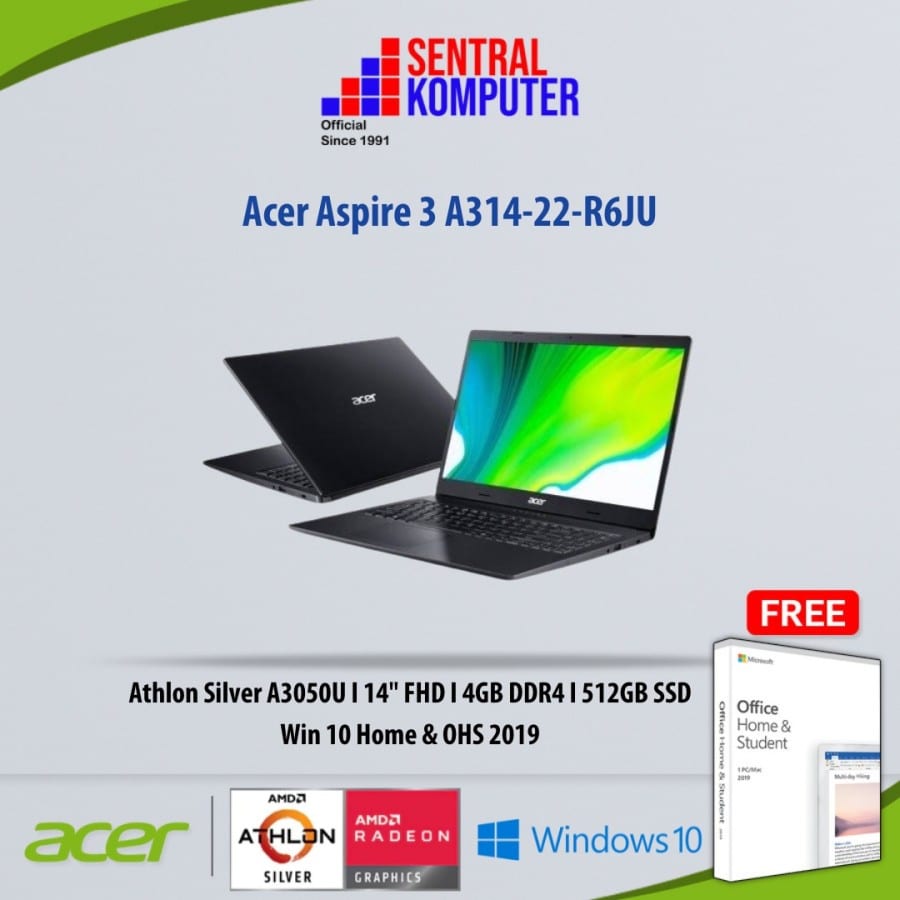 Acer Aspire 3 A314 Athlon Silver A3050U I 4GB I 512GB SSD I Windows 10 Home I OHS 2019