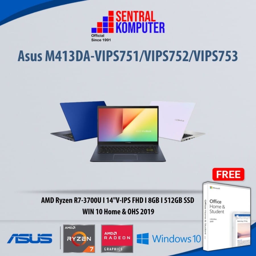 Asus M413DA I R7-3700U I 8GB I 512GB SSD – Windows10 Home & OHS19