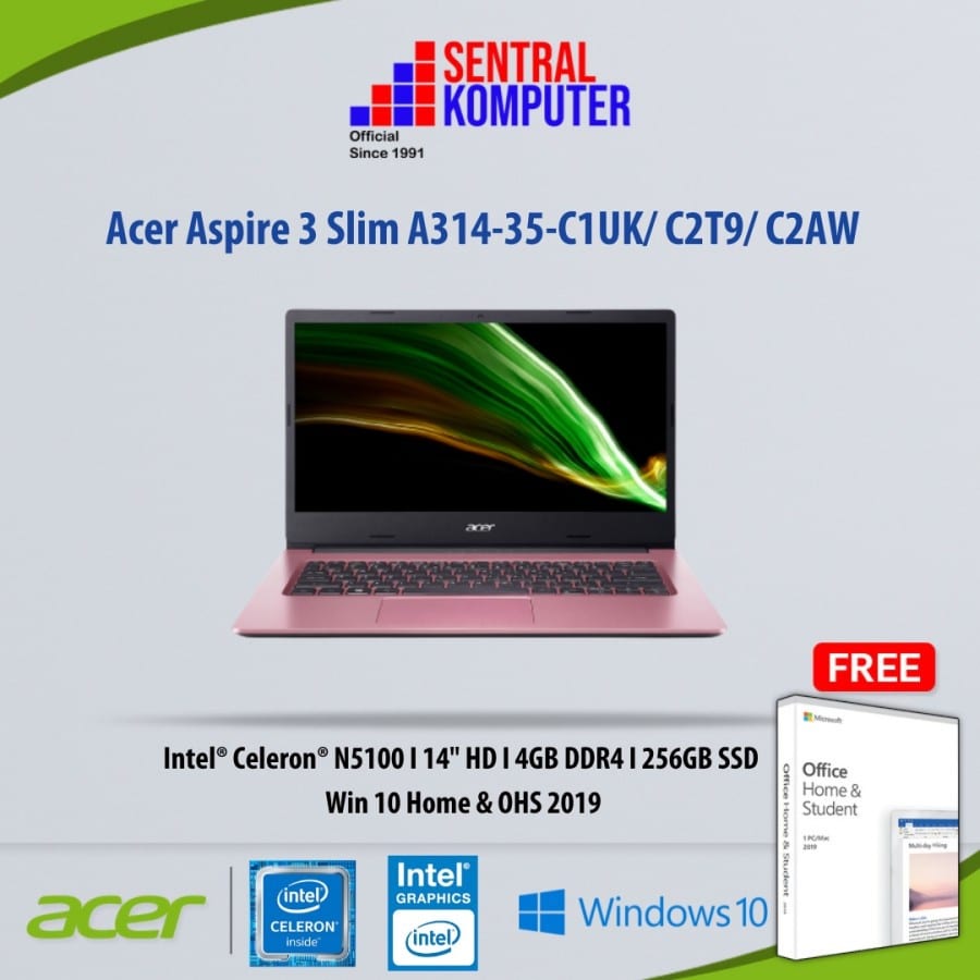 Acer Aspire 3 Slim A314-35-C1UK I Intel I 4GB I 256GB I Win10 Home + OHS 2019