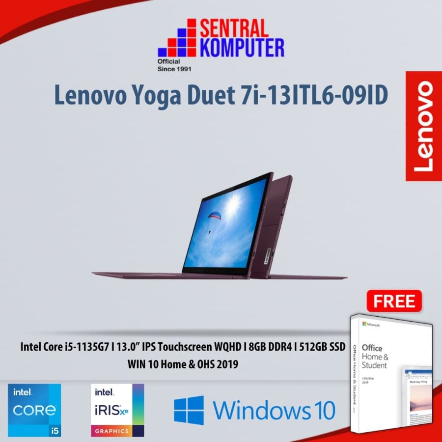 Lenovo Yoga Duet 7i-13ITL6-09ID I i5-1135G7 I 8GB I 512GB SSD I Windows10Home & OHS 2019