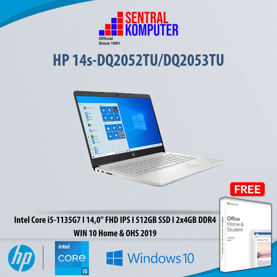 HP 14s-DQ2052TU I i5-1135G7 I 2x4GB I 512GB SSD I Windows 10 Home + OHS 2019