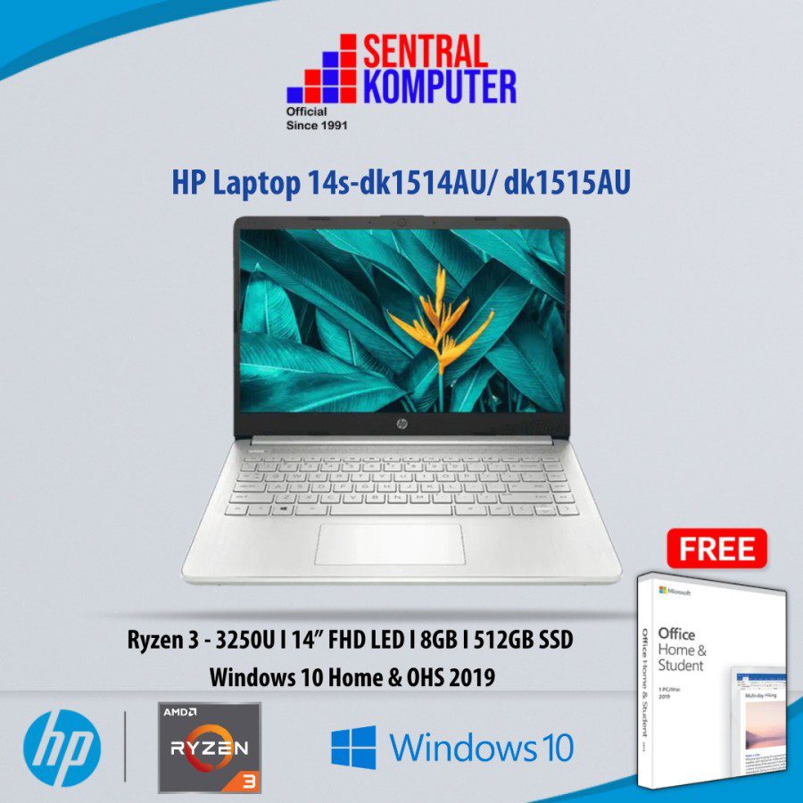 Laptop HP 14S Ryzen 3 3250U I 8GB I 512GB SSD I Windows 10 Home I OHS 2019