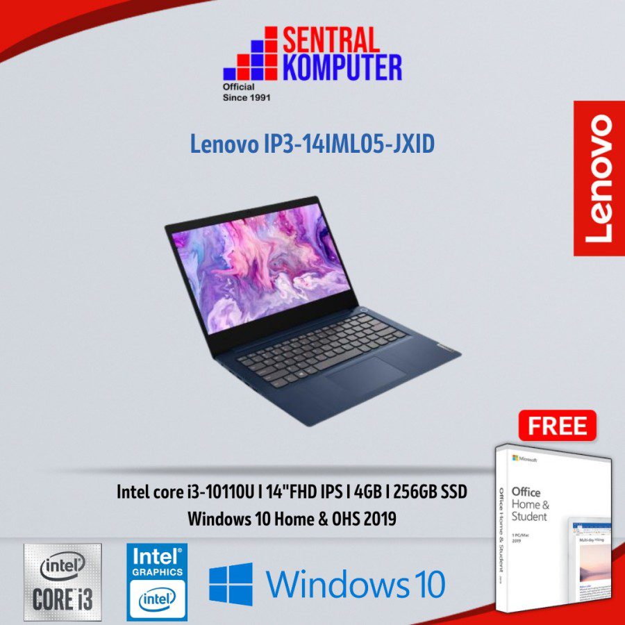Lenovo IP3-14IML05 i3-10110U I 4GB I 256GB SSD I Windows 10 I OHS 2019