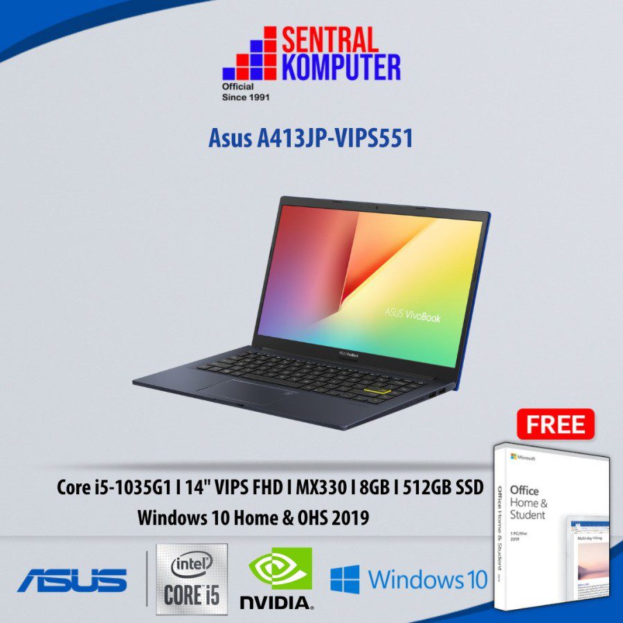 ASUS A413JP – VIPS551 (Intel Core i5-1035G1 Processor 1.0 GHz (6M Cache, up to 3.6 GHz, 4 cores)