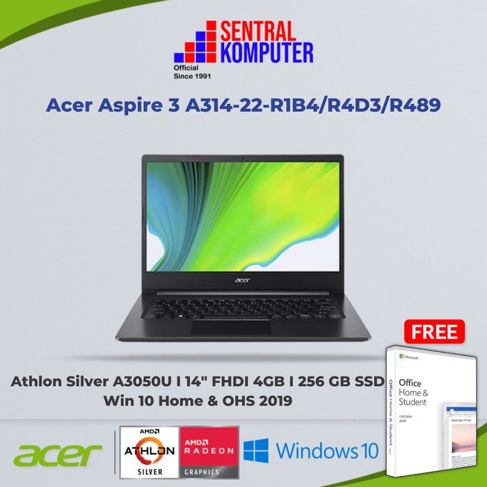Acer Aspire 3 Slim A314-22-R1B4/R4D3/R489 (AMD Athlon 3050U – 2,3Ghz Up to 3,2Ghz | 2 Core 4 Threads