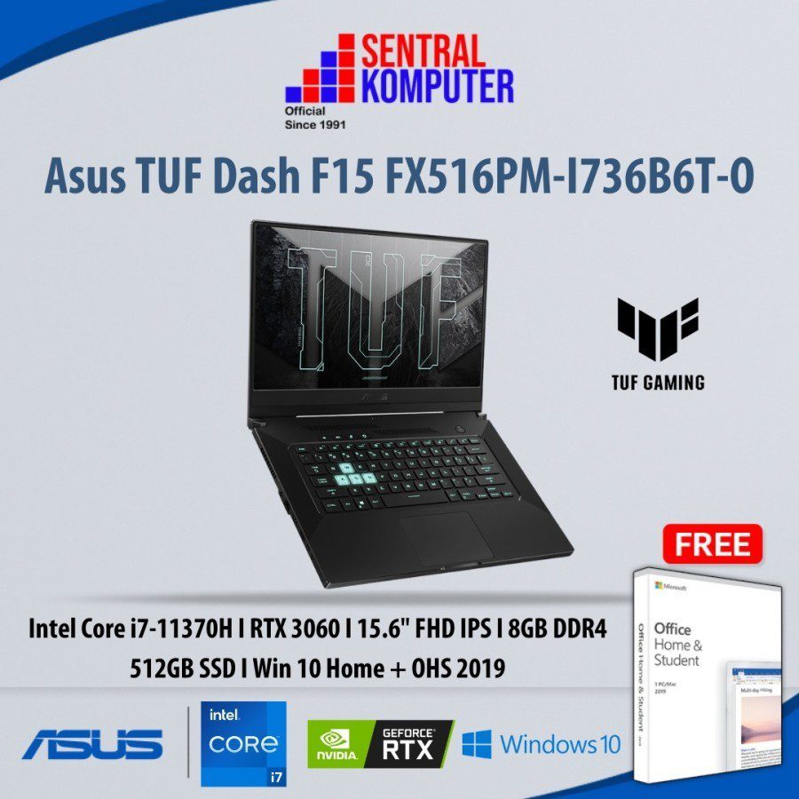 Asus TUF Gaming Dash FX516PM-I736B6T-O/I736B6W-O (Intel Core i7-11370HProcessor (12M Cache, up to 4.80 GHz, with IPU)