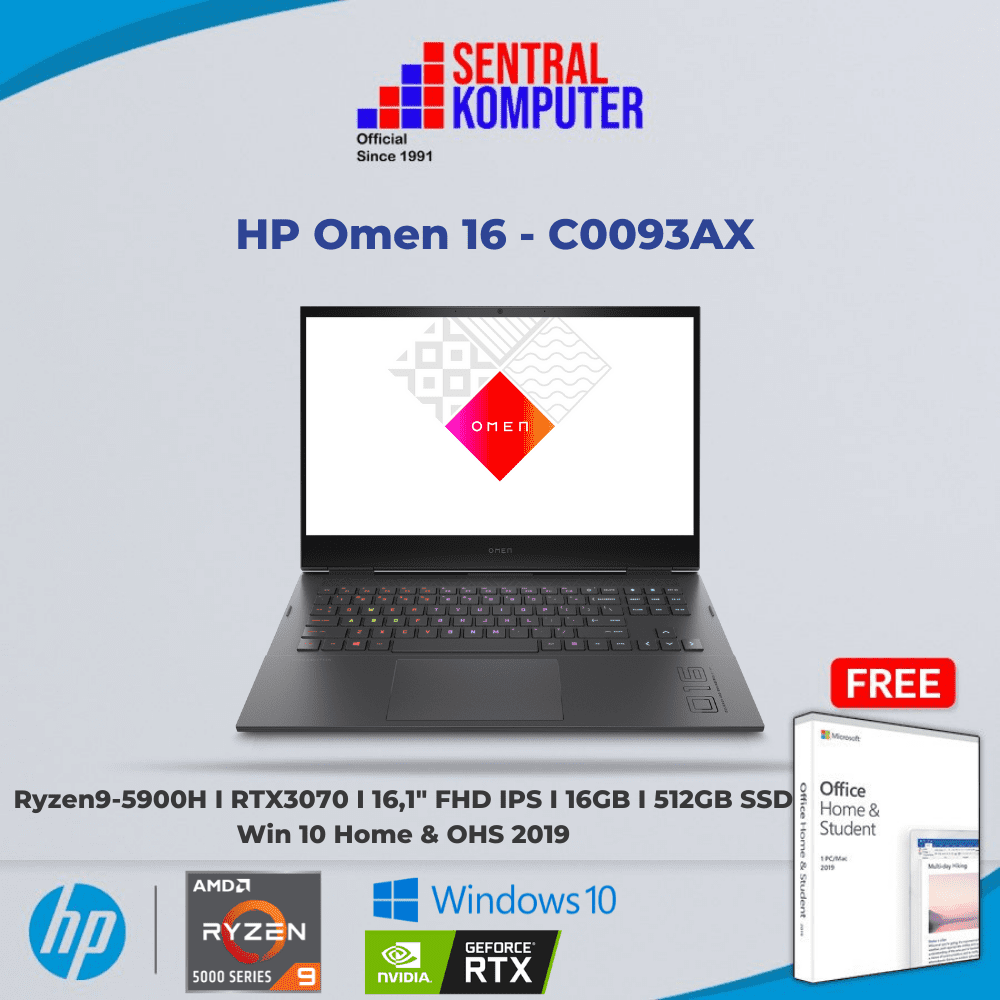 HP OMEN 16- C0093AX (AMD Ryzen™ 9 5900HX (up to 4.6 GHz max boost clock, 16 MB L3 cache, 8 cores, 16 threads)