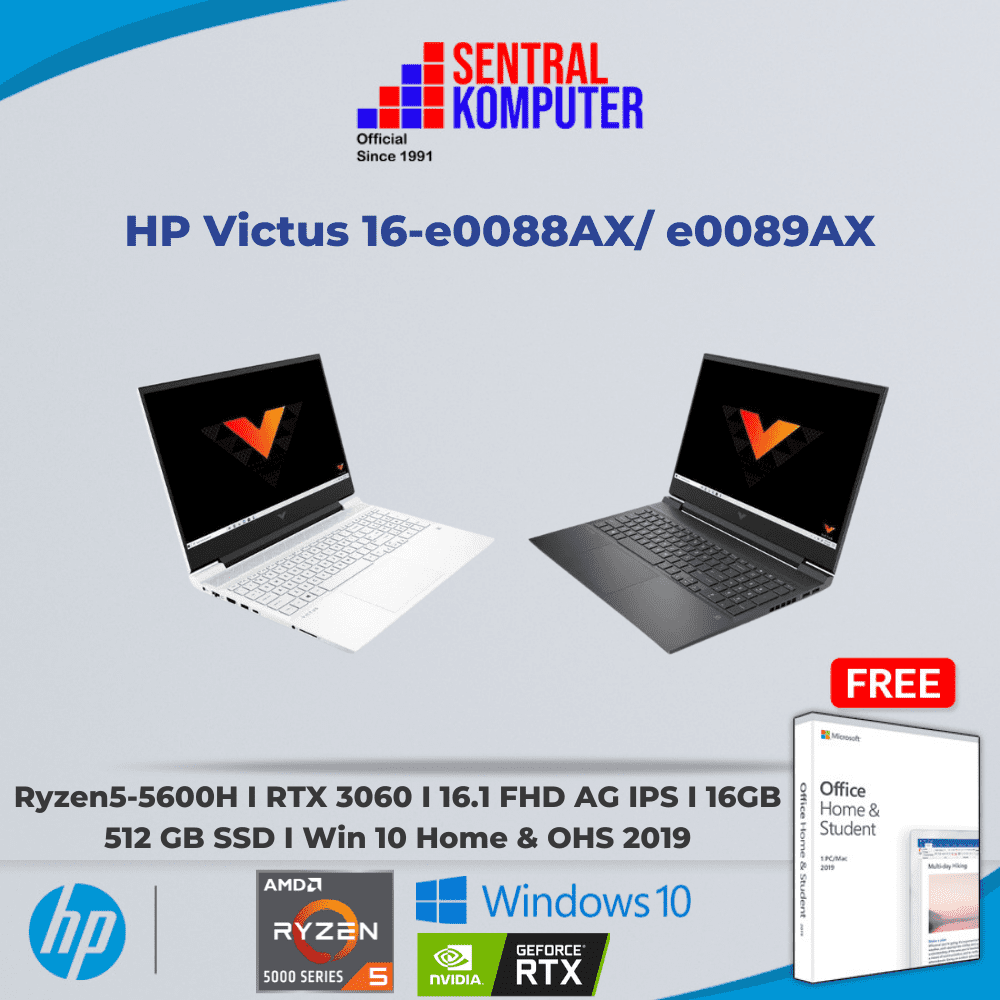 HP Victus 16-e0088AX/ e0089AX (AMD Ryzen™ 5 5600H (up to 4.2 GHz max boost clock, 16 MB L3 cache, 6 cores, 12 threads)