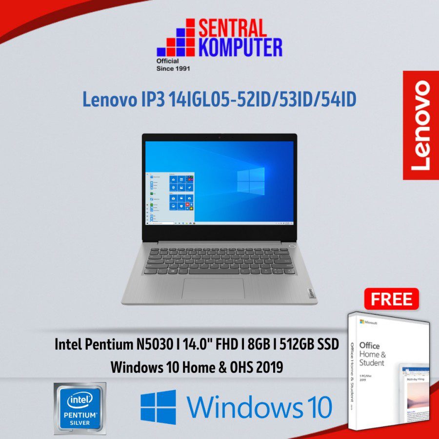 Lenovo IP3 14IGL05-52ID/53ID/54ID (Intel Pentium Silver N5030 (4C / 4T, 1.1 / 3.1GHz, 4MB)