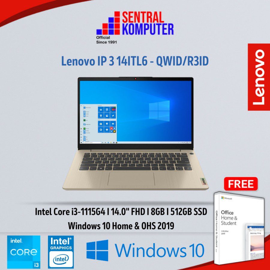 Lenovo IP 3 14ITL6 – QWID/R3ID (Intel Core i3-1115G4 (2C / 4T, 3.0 / 4.1GHz, 6MB)