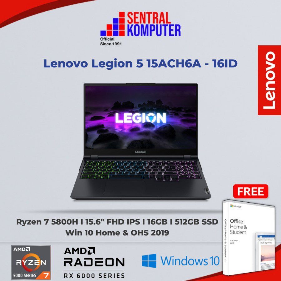 Lenovo Legion 5 15ACH6A – 16ID (AMD Ryzen 7 5800H (8C / 16T, 3.2 / 4.4GHz, 4MB L2 / 16MB L3
