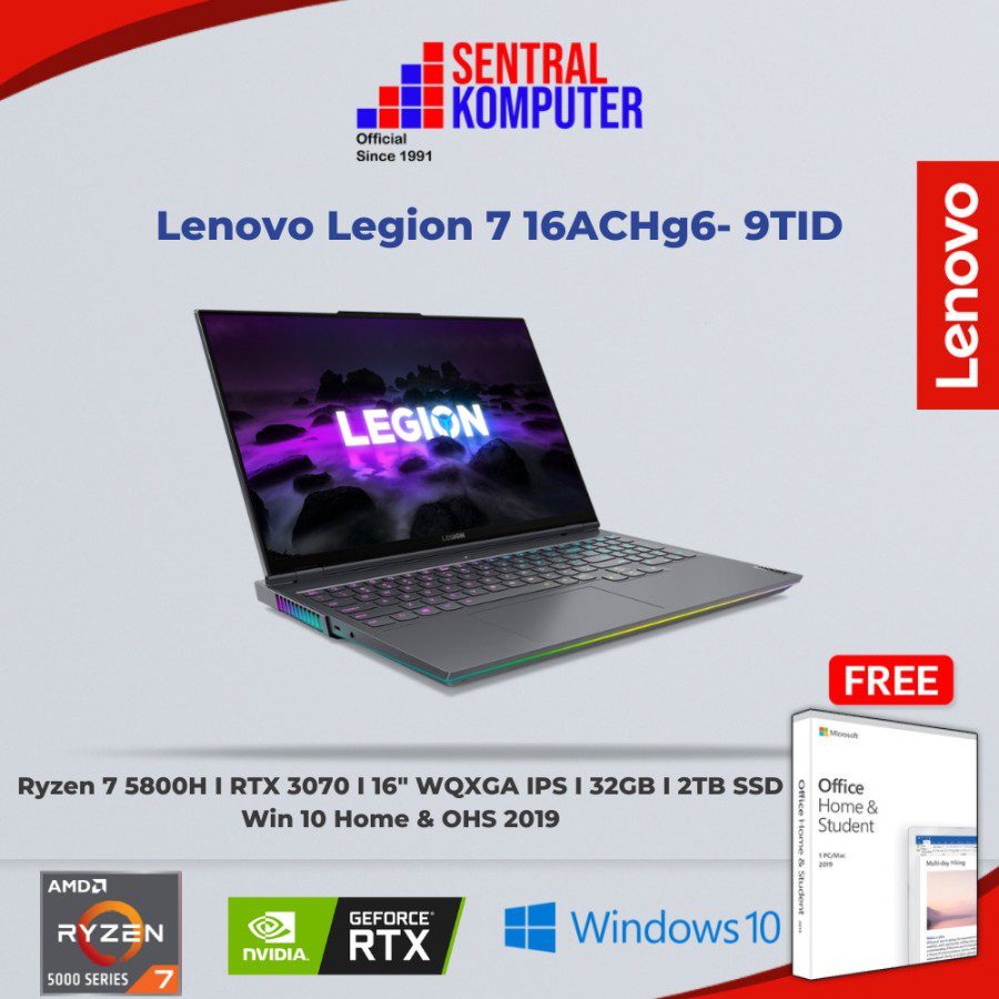 Lenovo Legion 7 16ACHg6- 9TID (AMD Ryzen 7 5800H (8C / 16T, 3.2 / 4.4GHz, 4MB L2 / 16MB L3)
