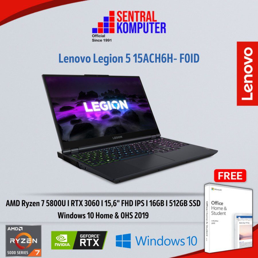 Lenovo Legion 5 15ACH6H- F0ID (AMD Ryzen 7 5800H (8C / 16T, 3.2 / 4.4GHz, 4MB L2 / 16MB L3)