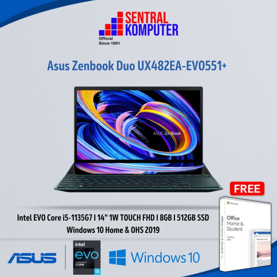 Asus Zenbook Duo UX482EA-EVO551+ (Intel Core i5-1135G7 Processor 2.4 GHz (8M Cache, up to 4.2 GHz, 4 cores)