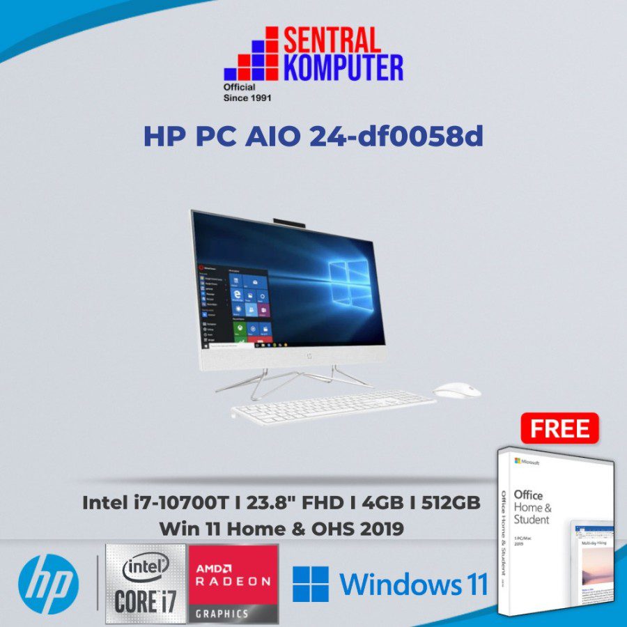 HP PC AIO 24-DF0058D (Intel Core i7-10700T (2.0 GHz; 16M Cache; up to 4.50 GHz)
