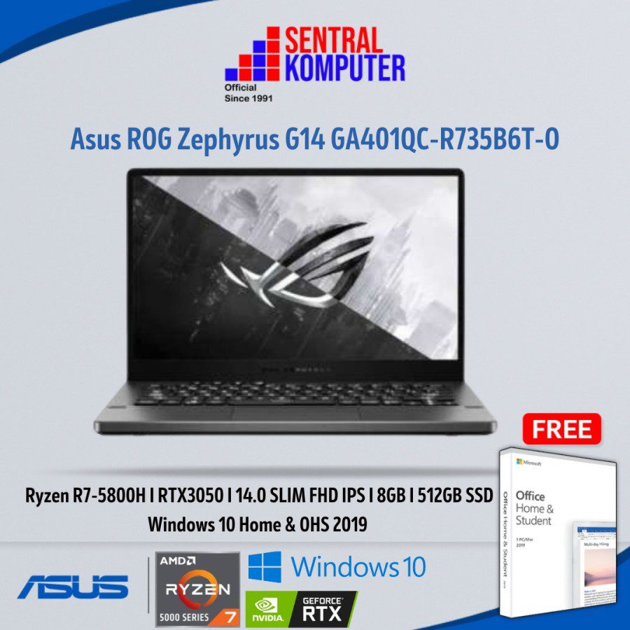 Asus ROG Zephyrus G14 GA401QC-R735B6T-O (AMD Ryzen™ 7 5800HS Processor 3.0 GHz (16M Cache, up to 4.3 GHz)
