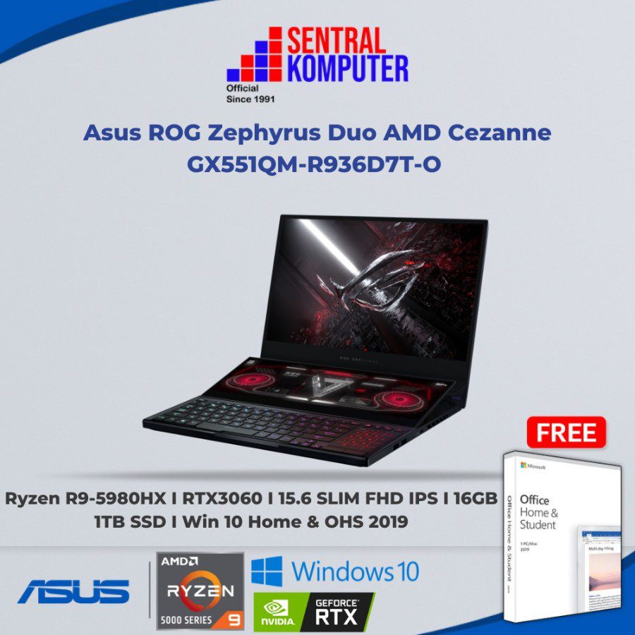 Asus ROG Zephyrus Duo AMD Cezanne GX551QM-R936D7T-O (AMD Ryzen™ 9 5980HS Processor 3.1 GHz (16M Cache, up to 4.8 GHz)