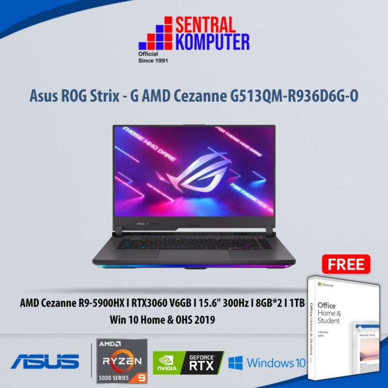 Asus ROG Strix – G G513QM-R936D6G-O-R9-5900HX-RTX 3060-16GB-1TBSSD-OHS