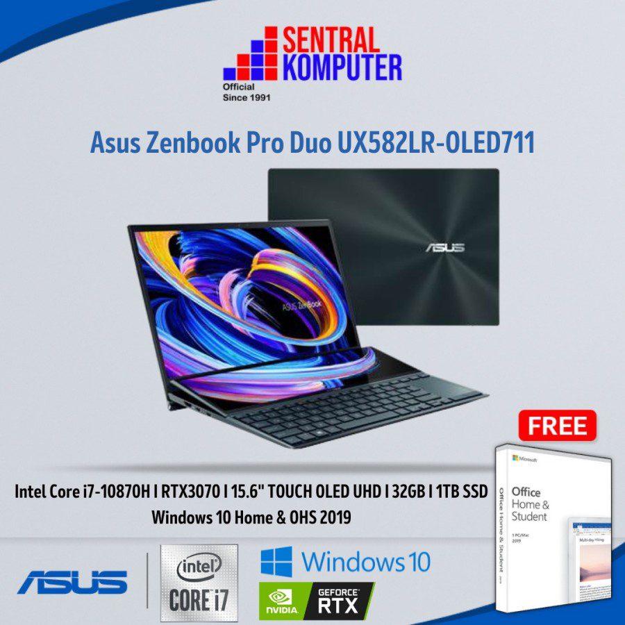 Asus Zenbook Pro Duo UX582LR-OLED711 (Intel Core i7-10870H Processor 2.2 GHz (16M Cache, up to 5.0 GHz, 8 cores)