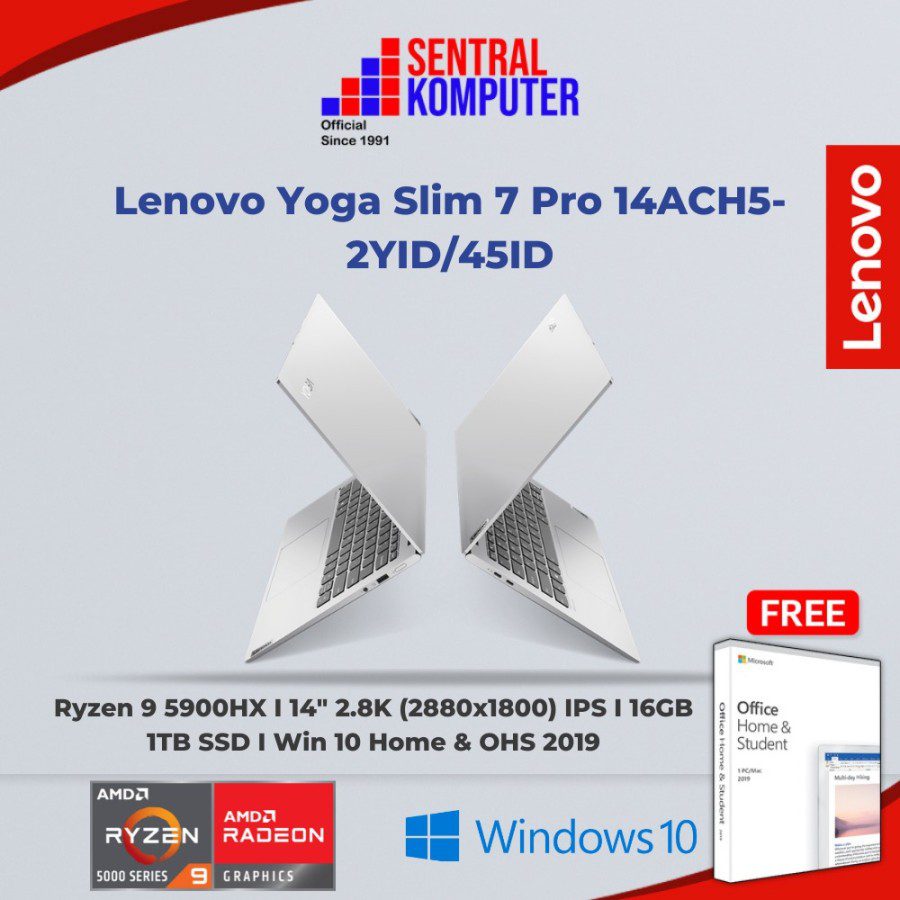 Lenovo Yoga Slim 7 Pro 14ACH5- 2YID/45ID (AMD Ryzen 9 5900HX (8C / 16T, 3.3 / 4.6GHz, 4MB L2 / 16MB L3)