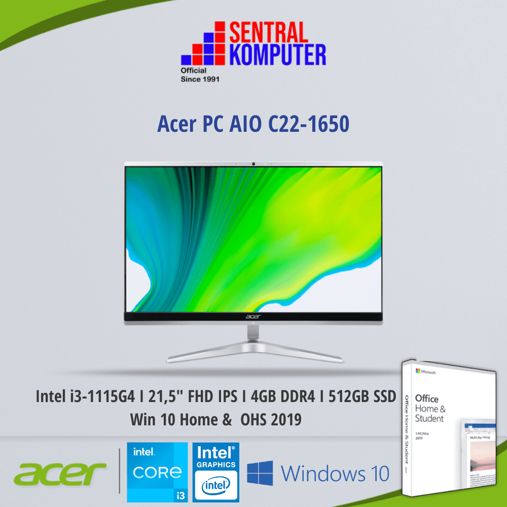 Acer PC AIO C22-1650 (11th Gen Intel® CoreTM i3-1115G4 (6Mb Cache, up to 4.10Ghz) processor)