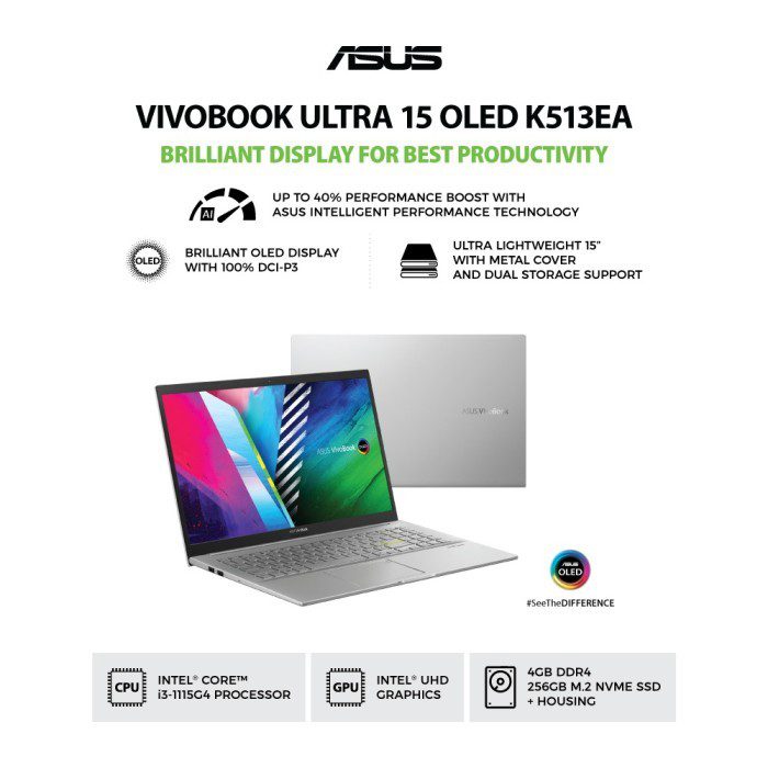Asus K513EA-OLED321/OLED322/OLED323 (Intel® Core™ i3-1115G4 Processor 3.0 GHz (6M Cache, up to 4.1 GHz, 2 cores)