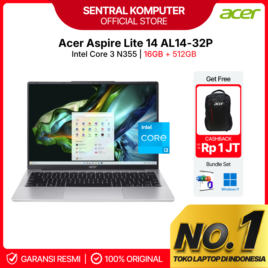 Acer Aspire Lite 14 AL14-32P-37CE / 359Z i3-N355 8GB DDR5 512GB SSD