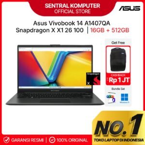 ASUS VIVOBOOK 14 A1407QA SNAPDRAGON X X1 26100 16GB 512GB 14.0 WUXGA VIPS W11 OHS