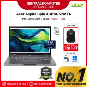 ACER Aspire Spin 14 ASP14-52MTN-706P TOUCH 2IN1 Intel Core Ultra 7 155U 16/1TB SSD Windows 11 OHS 14" inch WUXGA IPS