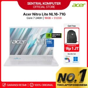 ACER Nitro Lite NL16-71G Core 7 240H RTX3050 512GB SSD 16GB FHD IPS 180Hz Win11+OHS