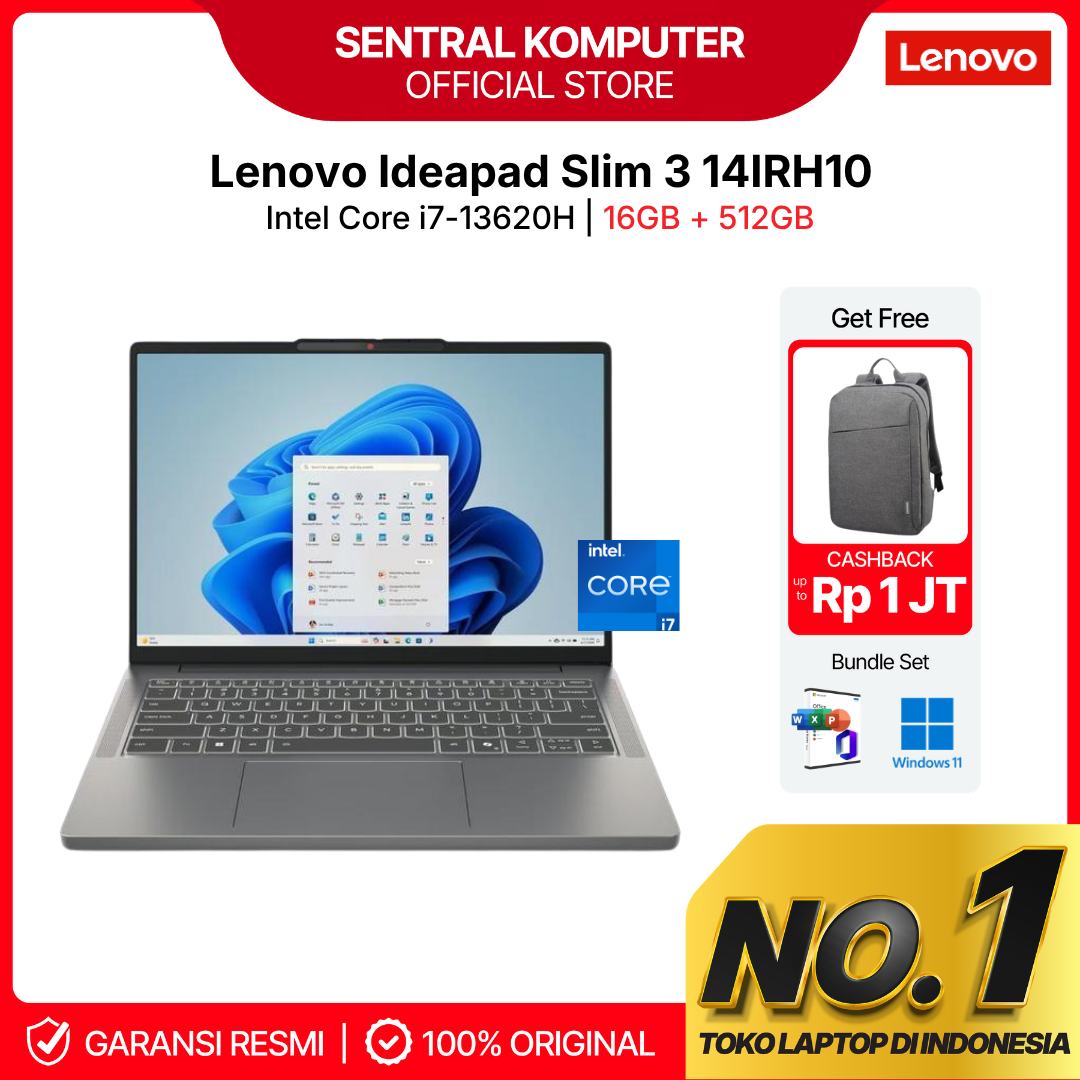 LENOVO IdeaPad Slim 3 14IRH10 i7-13620H 16GB 512GB 14" WUXGA IPS W11 OHS