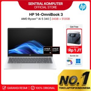 LAPTOP HP OMNIBOOK 3 NG AI 14 RYZEN AI 5 340 24GB 512GB W11+OHS 14.0FHD IPS BLIT 2Y