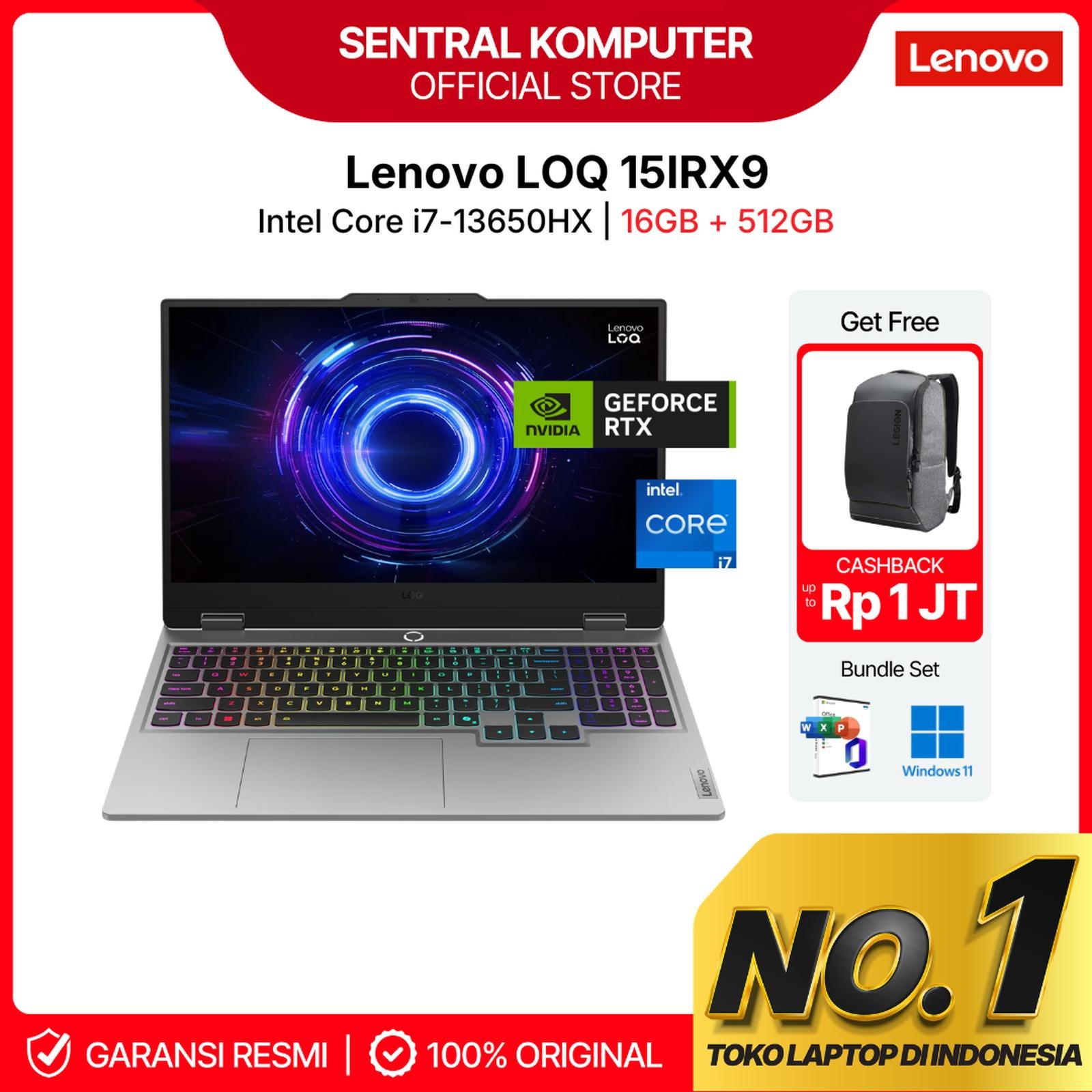 LENOVO LOQ 15IRX9 i7 13650HX RTX4050 6GB/ 16GB 512GB W11+OHS+M365B 15.6FHD 144HZ 100SRGB 4ZRGB