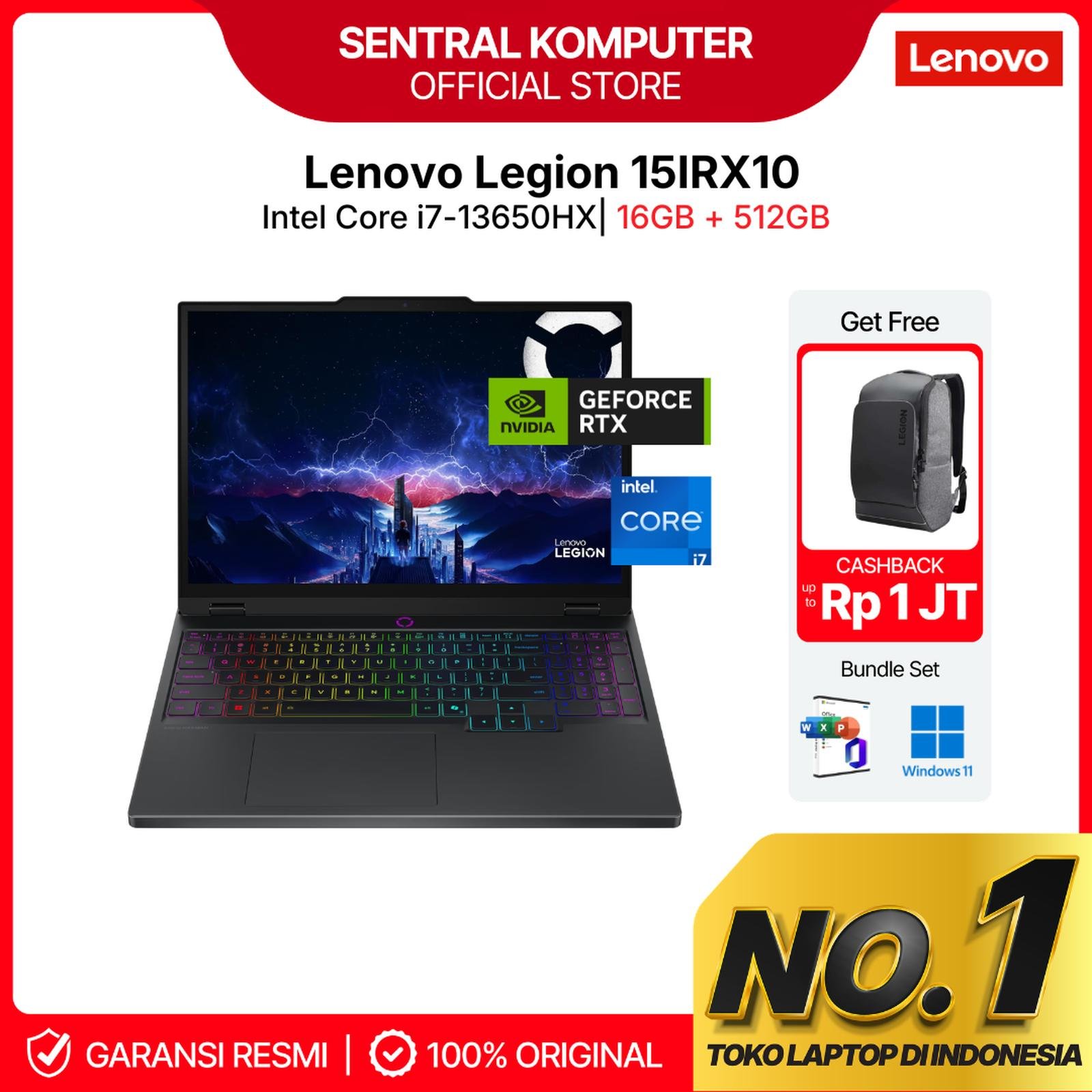 Lenovo Legion 5i 15IRX10 RTX5050 8GB i7 13650HX 16GB 512GB 15.3" WUXGA IPS Win11 OHS2024