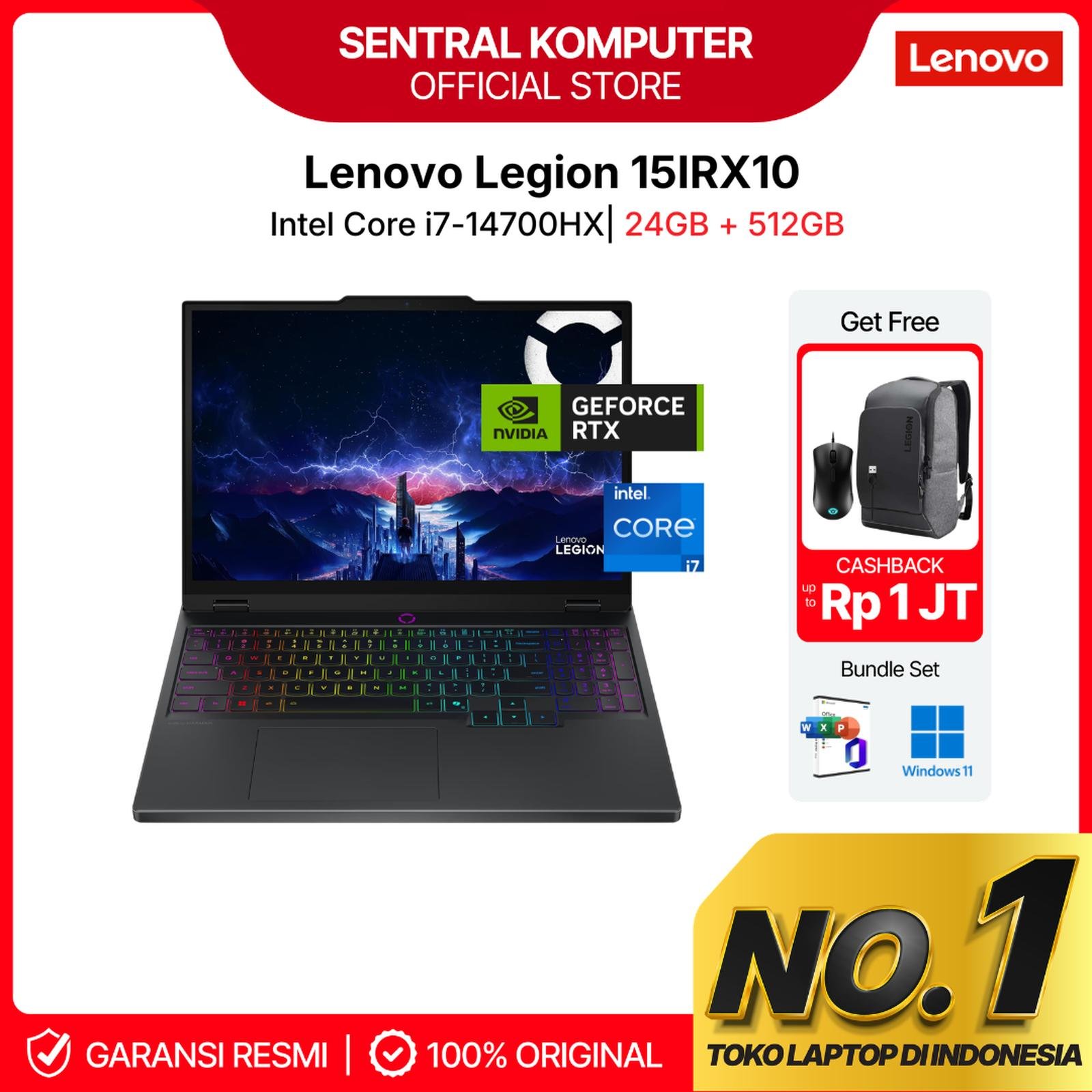 LENOVO LEGION 5 15IRX10 GEFORCE RTX5050 8GB OLED I7 14700HX 24GB 512GB W11+OHS+M365B 15.1 WQXGA 165HZ 24ZRGB