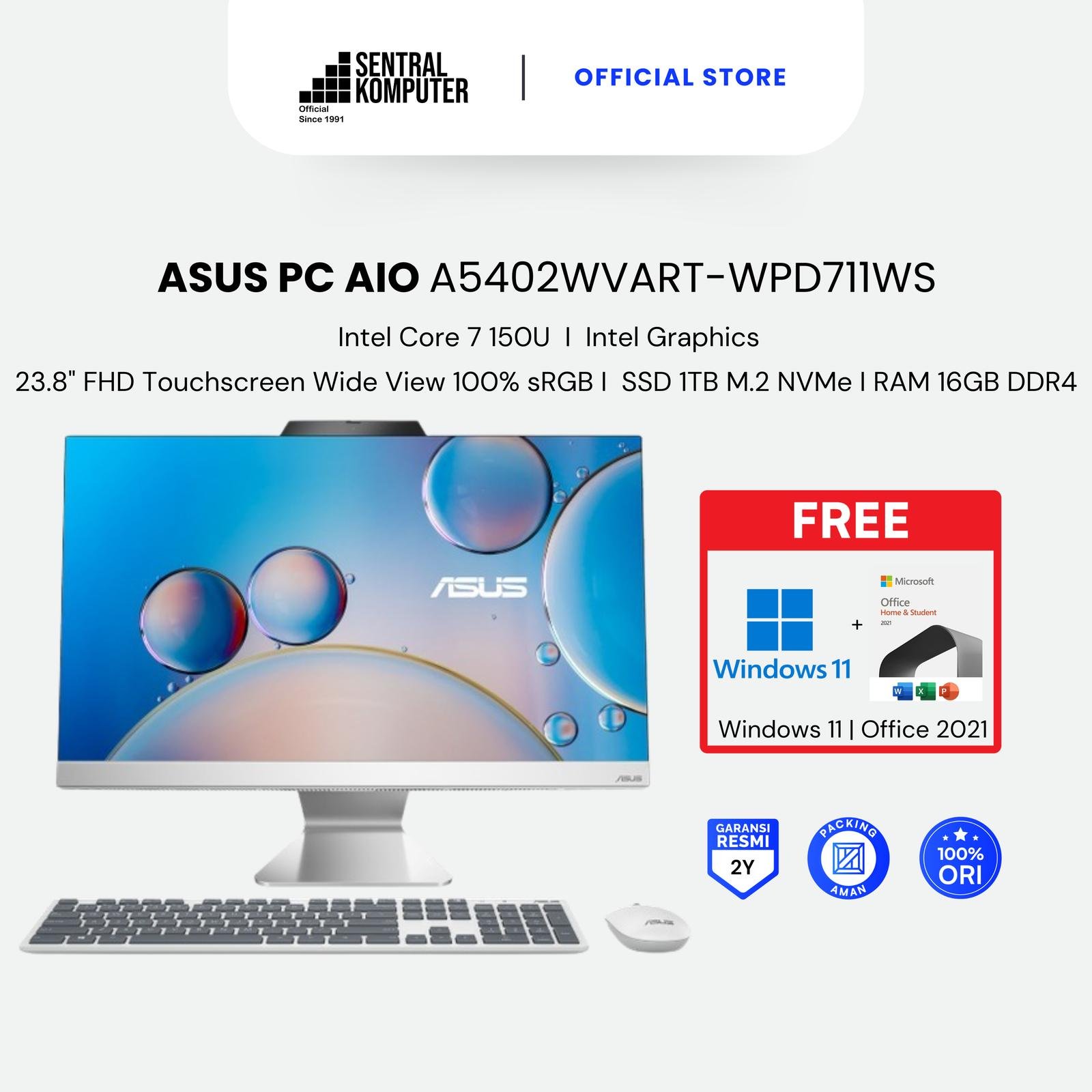 ASUS PC AIO A5402WVART TOUCH CORE 7 150U 16GB 1TB SSD W11 OHS 23.8" FHD