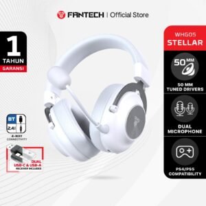 Fantech Stellar WHG05 Multi Platform Wireless Headset Dual Microphones, Driver 50mm, PC Laptop, Mac, PS4 PS5, Switch, Xbox Series X/S - White