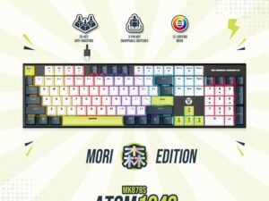 Fantech MK878S ATOM 104S Mori Edition Wired Gaming Keyboard Mechanical ATOM104S Layout 100% Blue Rosie Switch Hotswappable 3 Pin Hot Swap Anti Ghosting USB-C Detachable Wire Adjustable Feet with RGB Light