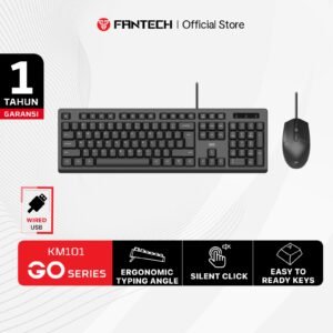 FANTECH GO KM101 OFFICE COMBO KEYBOARD MOUSE KABEL USB FULL SIZE 104 KEYS SILENT