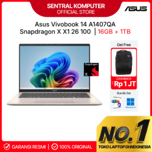Asus Vivobook 14 A1407QA Snapdragon X X1 26100 Ram 16Gb SSD 1Tb Win11+Ohs 14.0 Wuxga Vips