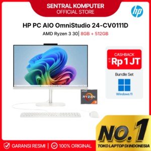 HP PC OMNISTUDIO 24 CV0111D AIO AMD RYZEN 3 30 8GB 512G 2280 23.8" NON TOUCH FHD ANTIGLARE IPS 100Hz WINDOWS 11 WHITE