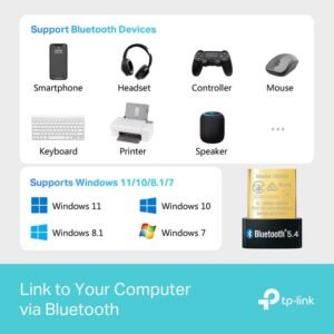 TP-Link UB500 Bluetooth 5.4 Nano USB Adapter untuk PC Laptop Dongle Win 11/10/8.1/7 Plug and Play Koneksi Nirkabel Stabil dan Portabel