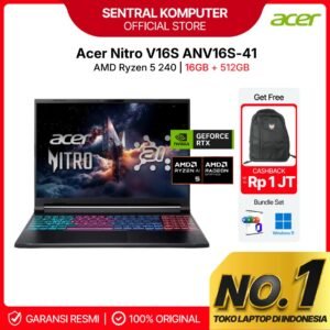 ACER Nitro V 16S AI ANV16S-41-R032 RTX5050 8GB AMD Ryzen 5 240 16/512GB SSD Windows 11 OHS M365B 16" inch WUXGA 180Hz 100sRGB