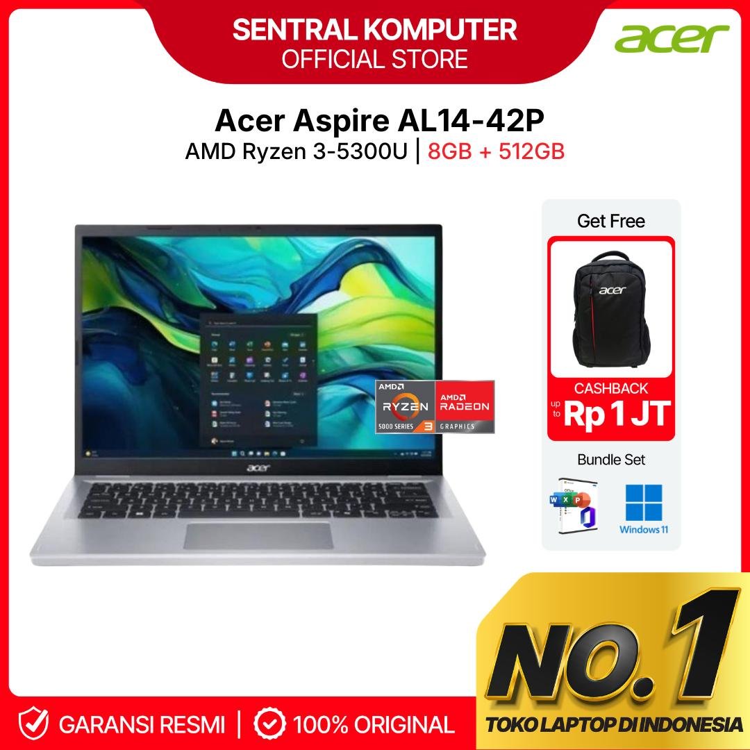 ACER ASPIRE LITE AL14-42P RYZEN 3 5300U 8GB 512GB W11+OHS 14.0WUXGA IPS