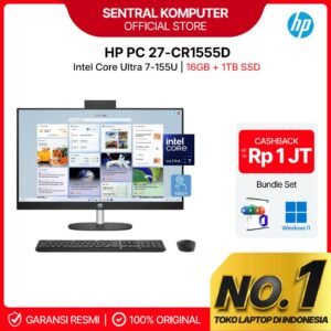 PC HP AIO 27 CR1333D / CR1555D Intel Ultra 7 155U 16GB DDR5 SSD 1TB 27" FHD IPS Touchscreen Windows 11 Home + Office Home 2024 Resmi