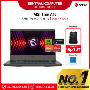 MSI THIN A15 RTX3050 RYZEN 7 7735HS 8GB 512GB W11 15.6FHD 144HZ