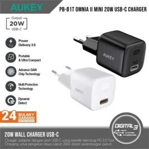 AUKEY Charger GaN 20W USB C Fast Charging iPhone Android Samsung PA-B1T